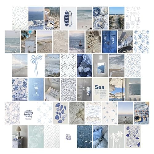 TwoDays Coastal Granddaughter Room Decor, Beachy Aesthetic Wall Collage Kit, Coastal Cowgirl Wall Art Prints for Teen Girls Bedroom, Beach Artwork. (Set of 50, 4" × 6") - Image 1
