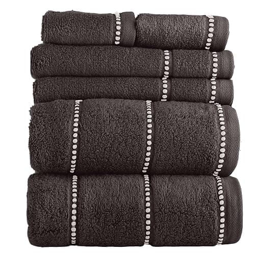 Lavish Home 6 Piece Bathroom Towels Set - 525GSM 100% Cotton Bathroom Essentials - 2 Bath Sheets, 2 Hand Towels, and 2 Wash Cloths for Bath, Shower, Gym, Spa, and Dorm Room (Charcoal) - Image 1