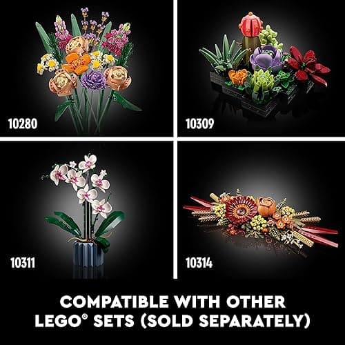 LEGO Botanicals Artificial Wildflower Bouquet - Fake Indoor Flowers Building Set for Home, Kitchen, Desk Decoration, Adults Ages 18+ - Gift for Her and Him - 10313 - Multicolor thumbnail 7
