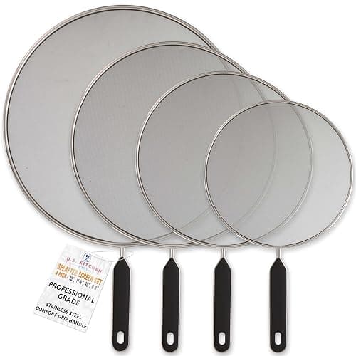 U.S. Kitchen Supply 4-Piece Stainless Steel Splatter Guard Set (13", 11.5", 10",8”) Fine Mesh Cover, Grease & Oil, Splatter Screen for Frying Pan, Cooking Pots, with Comfort Grip Handles - Image 1