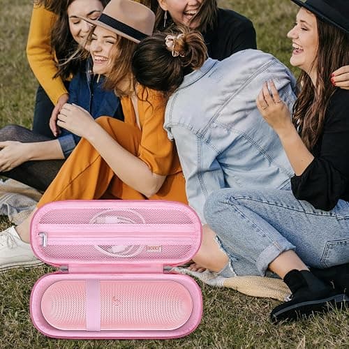 BOVKE Carrying Case for Beats Pill - Portable Bluetooth Speaker, New Beats Pill Wireless Speaker Travel Holder Bag with Extra Mesh Pocket for Charging Cables, Accessories, Pink thumbnail 7