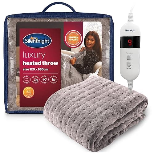 Silentnight Comfort Control Heated Throw Blanket - Luxury Fleece Electric Heated Overblanket for Sofa Bed with 9 Heat Settings, Fast Heat-up and Safety Shut Off - Machine Washable - 120x160cm - Grey - Image 1
