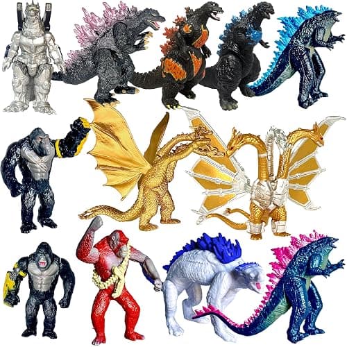 TwCare Set of 12 Godzilla x Kong: The New Empire Action Figures, Evolved Basic Exquisite Battle Roar B.E.A.S.T. Glove Shimo Frost Bite, Dinosaur Dragon Toys, Mecha King Ghidorah Cake Toppers Pack - Image 1