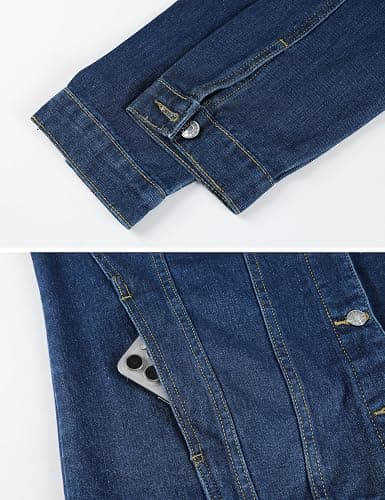 Omoone Women's Oversized Mid Long Denim Jacket Jean Biker Coat thumbnail 7
