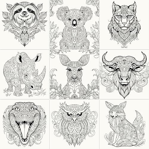 FUN LAVIE Adult Coloring Book - Mandala Animal Designs for Adults Relaxation and Teens Stress Relief, Spiral Bound Coloring Book for Women, Mindfulness Mandalas and Animal Patterns for Anxiety Relief thumbnail 9