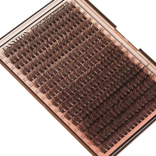 Brown Lash Clusters 320 Pcs Lash Extension Kit DIY Eyelash Extensions Kit Natural Look Cluster Lashes D 8-16 MM Mixed Lash Bond and Seal Lash Tweezers for Lash Clusters Kit DIY at Home thumbnail 6