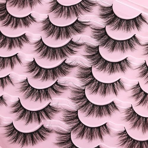 Eyelashes Natural Look Faux Mink Lashes 3D False Eyelashes Wispy Cat Eye Lashes Pack Strip Lashes by Kiromiro thumbnail 2