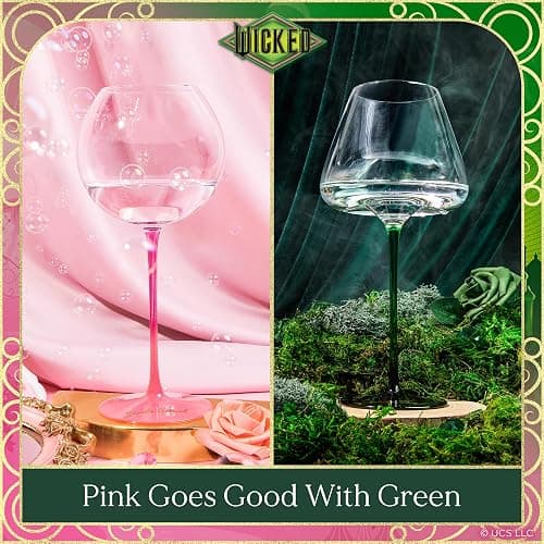 Dragon Glassware x Wicked Wine Glasses - 18 oz Crystal Wine Glass Set of 2 - Unique Drinkware Gift for Musical Lovers - Wicked Movie Gifts thumbnail 2