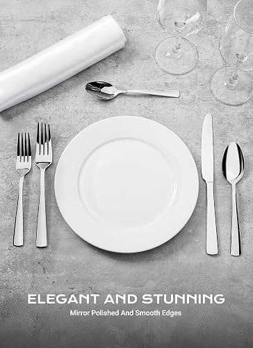 Silverware Set for 8, 45 Piece Stainless Steel Kitchen Utensils Cutlery Set | Gift Package for Wedding Housewarming, Heavy-Duty Steak Knife Fork and Spoon, Dishwasher Safe, Ergonomic Design, Flatware Set thumbnail 2