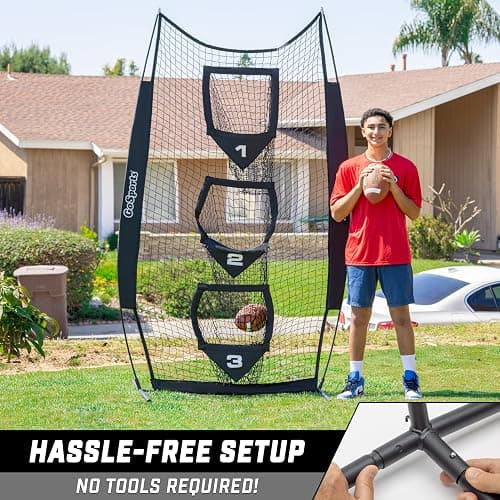 GoSports 8 x 4 ft Football Throwing Target Net - Choose Black or Red thumbnail 5