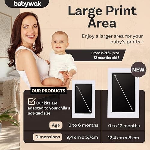 Baby Hand and Footprint Kit – Inkless Clean Touch, Non-Toxic for Newborn Skin, Keepsake for Boy or Girl, Inkless Footprint Kit for Babies, Dogs & Cats (Large (0–12 Months)) thumbnail 7