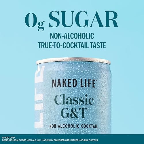 Naked Life Non-Alcoholic Drinks, Classic G&T, Zero Sugar, Award-Winning Alcohol-Free Cocktail, Low Calorie 4 pack, 8.4 fl oz cans thumbnail 4