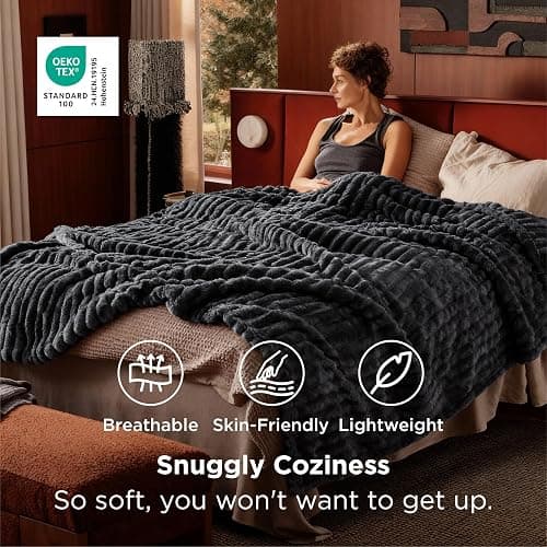 Bedsure GentleSoft Grey Fleece King Blanket for Couch - Cozy Soft Blankets for Women, Cute Small Throws for Girls, 108x90 Inches thumbnail 4