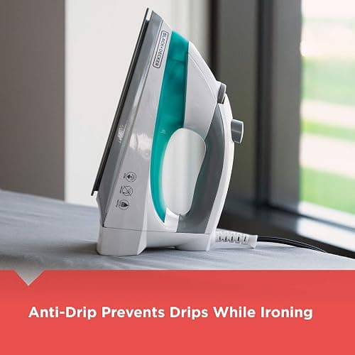 Black+Decker Lightweight Steam Iron for Clothing, Smart Steam Techology, Anti-Drip, Teal, 1200W, IR0820C thumbnail 6