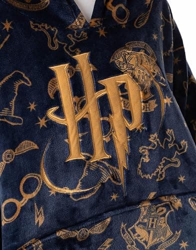 Harry Potter Womens Wearable Blanket Hoodie | Adults Fluffy Fleece Hooded Pullover Hogwarts Graphic | Wizard Lined Loungewear with Big Pocket thumbnail 7