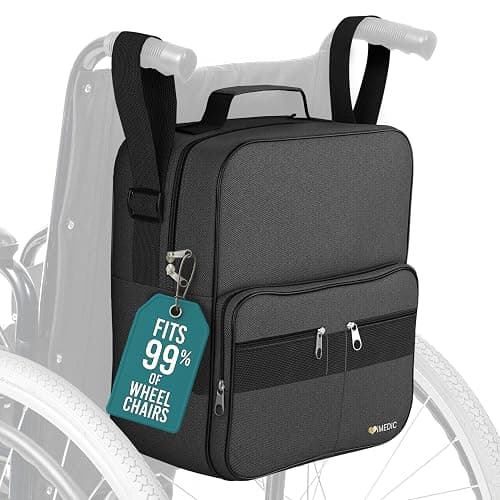 iMedic Deluxe Wheelchair Bag – Storage Backpack for Adults – Hangs Securely on Wheelchair Back – Organiser for Mobility & Electric Wheelchairs – Black - Image 1