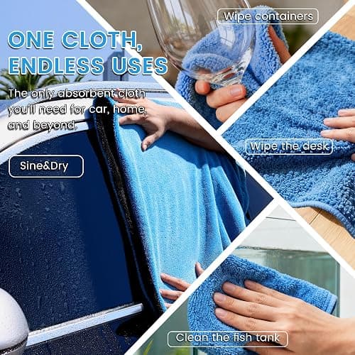PUGPIU Car Drying Towel - 1400GSM Extra Large Super Absorbent Microfiber Towels for Cars 24"x36" - Large Edgeless with Twisted Loop, Lint-Free & Streak-Free for Auto Detailing, SUV, Truck (Blue) thumbnail 7