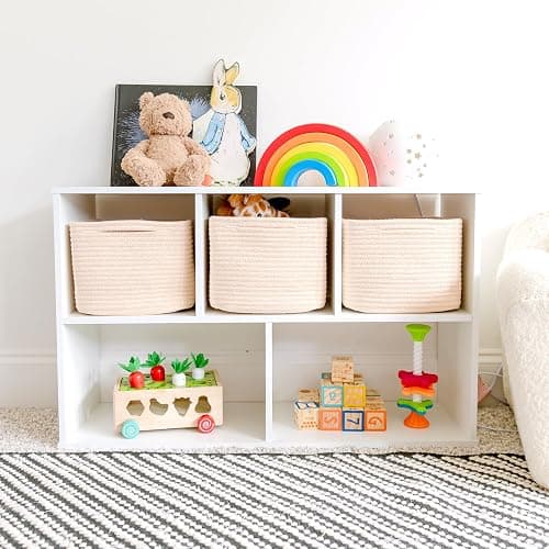 NaturalCozy Storage Cubes 9”x9”x7”Cotton Rope Woven Baskets for Organizing 3-Pack | 9 Inch Cube Storage Bin | Small Basket for Shelf Nursery, Pantry, Decorative Plant, Bathroom Closet, Toy Gift thumbnail 2