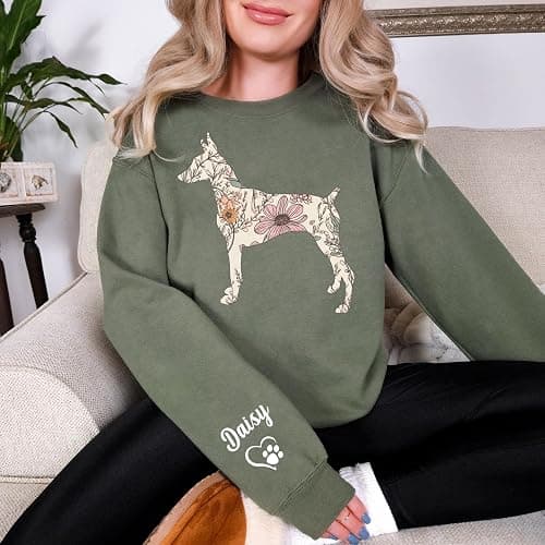 LOVELYPOD Personalized Dog Mom Wildflower Sweatshirt, Dog Breed Sweatshirt for Women, Dogs Lovers thumbnail 2