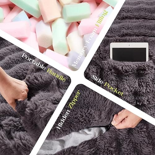 Hobestluk Bean Bag Chairs 5ft Beanbag Chair with Filler Adult Bean Bags with Fluffy & Machine Washable Cover, Giant Bean Bag Chairs for Adults (Dark Grey, 5FT-50" x 50" x 24") thumbnail 7