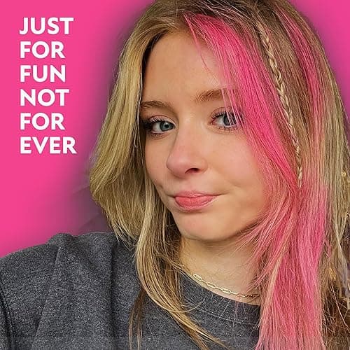 Fun In by Sun In Temporary Hair Color with Easy Brush Applicator for Kids, Teens & Adults - Washable One day color for Festivals, Events & Parties - All Hair Types - Pink thumbnail 4
