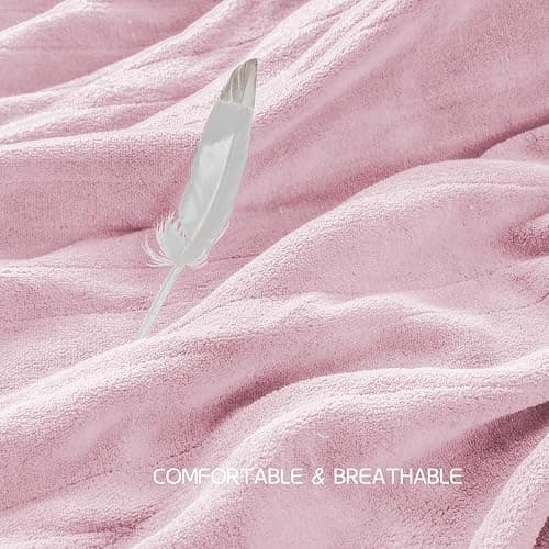 Electric Heated Blanket 72"x84" Full Size, Soft Coral Fleece with 4 Heating Levels and 10 Hours Auto-Off, Machine Washable, Cozy Plush Fabric for Home, Pale Pink thumbnail 4