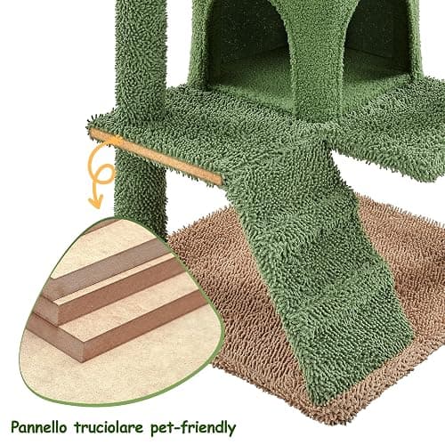 Yaheetech Albero Tiragraffi per Gatti a Forma di Cactus Condominio Palla Gioco in Truciolato e Corda di Sisal 48,5 cm × 48,5 cm × 138 cm thumbnail 7