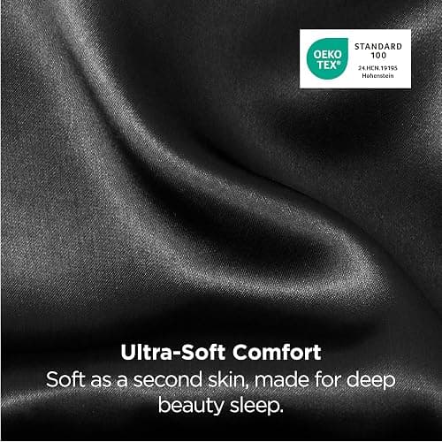 Bedsure Satin Pillowcase for Hair and Skin Queen - Black Silky Pillowcase 2 Pack with Envelope Closure, Similar to Silk Pillow Cases, Gifts for Women Men, 20x30 Inches, 2pcs thumbnail 6