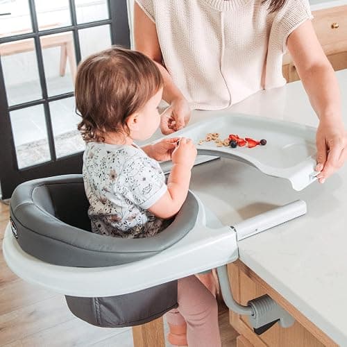 Chicco Hook-On High Chair for Babies and Toddlers, Portable, Rotating | Charcoal/Grey, baby highchair for ages 6-36 months, up to 37 lbs, folds flat, washable seat pad thumbnail 5