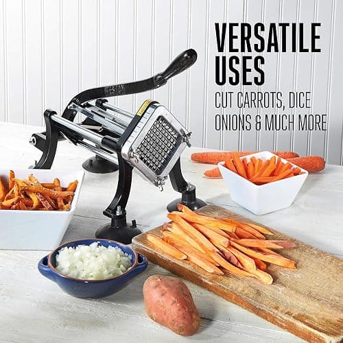 Weston Professional French Fry Cutter for Potatoes and Vegetable Dicer, 3/8” Stainless Steel Cutting Blade, Suction Cup and Wall-Mount Feet, Restaurant-Quality, Black (36-3550-W) thumbnail 2