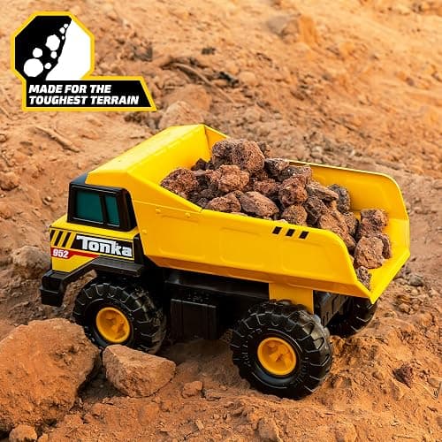 Tonka Steel Classics Mighty Dump Truck - Made with Steel & Sturdy Plastic, Yellow Toy Construction Truck, Boys and Girls, Kids, Toddlers, Ages 3+ thumbnail 7