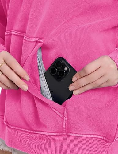 FAIABLE Women's Oversized Washed Quarter Zip Hoodie Loose Fit Pullover Sweatshirt with Pockets thumbnail 7