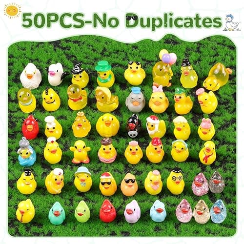 50PCS Mini Resin Animals Assorted Styles Cute Tiny Ducks,Miniature Duck Figures to Hide,Little Animal Toys Bulk for Topper Desk Garden Dollhouse Landscape Aquarium Ornaments DIY Crafts & Decor thumbnail 2