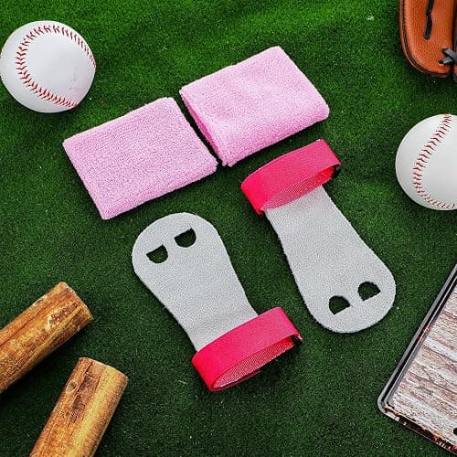 Civaner 2 Gymnastics Grips Wristbands Sets Pink Gymnastic Hand Grips Protection and Wrist Support Sports Accessories for Workout Exercise Basketball Tennis Football thumbnail 5