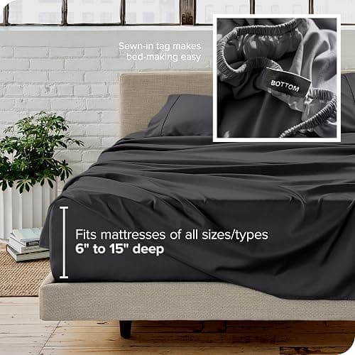 Bare Home Twin XL Sheet Set - 1800 Ultra-Soft Microfiber Twin Extra Long Bed Sheets - Double Brushed - Deep Pockets - Easy Fit - 3 Piece Set - Bedding Sheets & Pillowcases (Twin XL, Forged Iron Grey) thumbnail 5