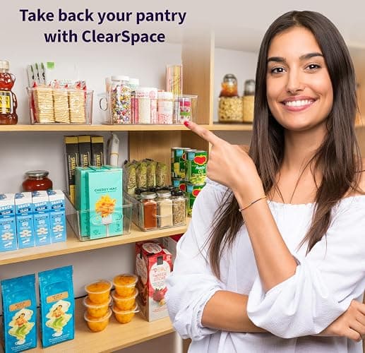 ClearSpace Plastic Pantry Organization and Storage Bins with Removable Dividers – Perfect Kitchen Organization or Kitchen Storage – Refrigerator Organizer Bins, Cabinet Organizers (2 Pack) thumbnail 5