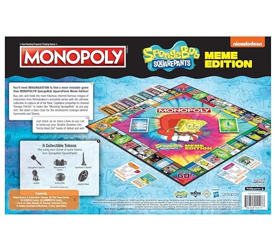 Monopoly Spongebob Squarepants Meme Edition | Based on Nickelodeon Show | Featuring Familiar Memes of Locations, Episodes, and Characters | Officially-Licensed & Collectible Monopoly thumbnail 3
