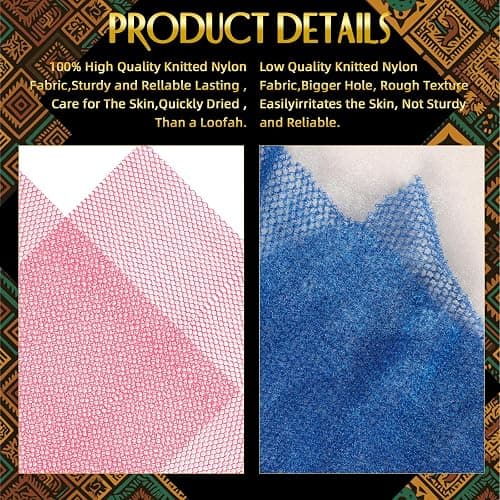 UJFQBH 3 Pack African Net Sponge, African Exfoliating Net Bath Sponge Long Net Bath Sponge Exfoliating Shower Body Scrubber Back Scrubber Skin Smoother,Great for Daily Use (Pink,Yellow,Purple) thumbnail 4