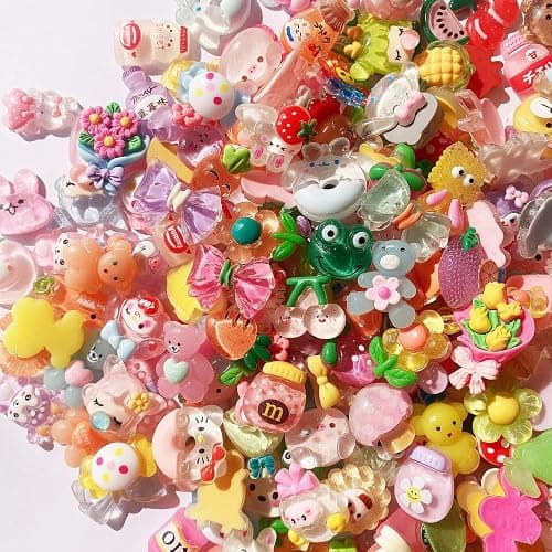 FULUSODO 60pcs Slime Charms Cute Set, Bulk Mixed Resin Charms Set Ornament Scrapbooking thumbnail 4