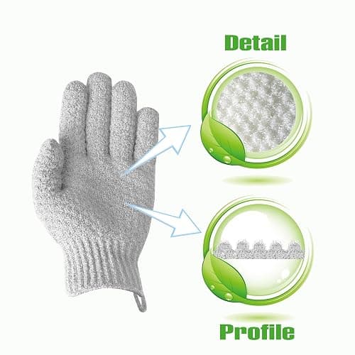 Evridwear Exfoliating Dual Texture Bath Gloves for Shower, Spa, Massage and Body Scrubs, Dead Skin Cell Remover, Gloves with Hanging Loop (1 Pair Light) thumbnail 4