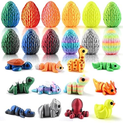 Cybermaker 12pcs 3D Printed Mini Animals Articulated Fidget Toys Set | Surprise Eggs, Party Favors, Classroom Prizes, Goodie Bag Fillers, Collectible Gifts for Kids - Image 1