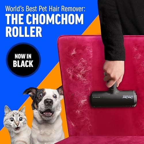 ChomChom Roller Pet Hair Remover – Original Size Reusable Lint Roller for Cat & Dog Hair on Furniture, Couch, Carpet, Car, Rugs & Bedding – Portable, Eco-Friendly (Black) thumbnail 3