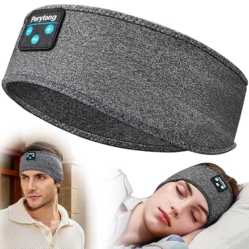 Perytong Sleeping Headphones Bluetooth Headband, Soft Long Time Play Sleeping Headsets with Built in Speakers Perfect for Workout,Running,Yoga,Travel, Darkgray - Image 1