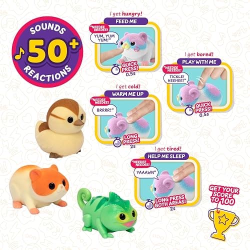 Little Live Pets Needees Electronic Toys, 1 Interactive Wearable Toy Pet with 50+ Sounds and Score Tracker, Portable Pet Toys for Kids of Ages 5+ - Styles May Vary thumbnail 4
