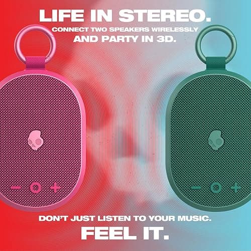 Skullcandy Kilo Wireless Bluetooth Speaker - IPX7 Waterproof Mini Bluetooth Speaker with 24 Hour Battery, Downward Firing Passive Radiator, and True Wireless Pairing - Perfect for Outdoor (Pink) thumbnail 6