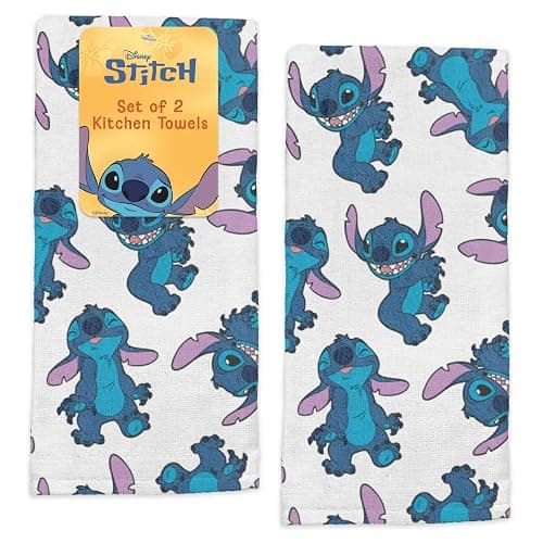 Disney Kitchen Towels – 2-Pack 100% Cotton Kitchen Towels Set – 16" x 26" Soft & Absorbent Dish Towels – Mickey, Minnie & Stitch Designs – Durable, Machine Washable (Stitch) - Image 1