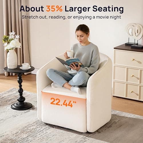 Oversized Boucle Swivel Chair with 82L Storage, Barrel Accent Chairs, White | Fully Washable Comfy Single Sofa Chair, Modern Swivel Chair for Living Room, Cloud Armchair for Bedroom, Nursery,Sherpa&Teddy thumbnail 6