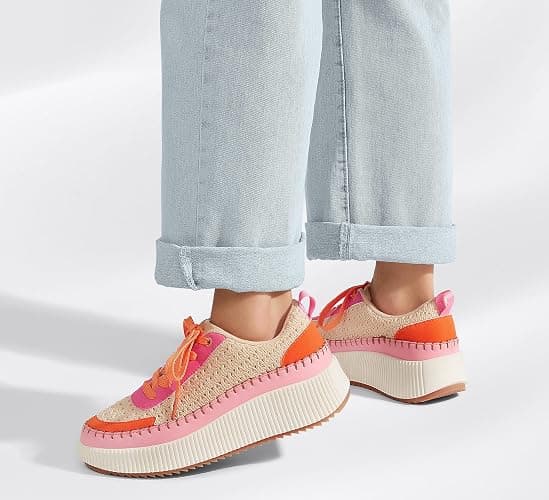 LUCKY STEP Women's Platform Sneakers Rhinestone Fashion Chunky Casual Sparkly Retro Braided Walking Shoes thumbnail 8