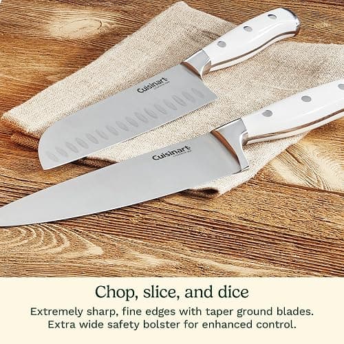 Cuisinart 15-Piece Knife Set with Block, High Carbon Stainless Steel, Forged Triple Rivet, White, C77WTR-15P thumbnail 5