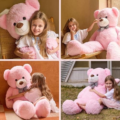47 inch Big Giant Teddy Bear Stuffed Animals, Pink Soft Plush Life Size Bear Toy All Ages Gift for Children/Girlfriend/Valentine's Day/Christmas/Birthday/Baby Shower/Wedding/Party Decorations thumbnail 8